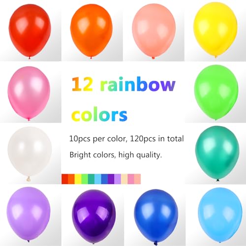 RUBFAC Rainbow Balloons 120pcs Party Balloons for Birthday - Product Imagery