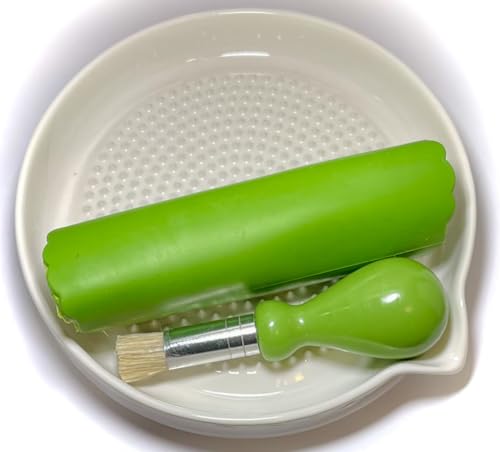 Premium Ceramic Garlic Grater Plate Set - Large White Modern - Product Imagery