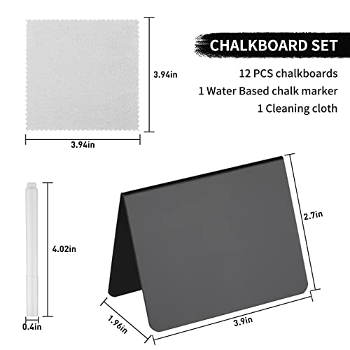 12 Pack 4"x3"Mini Chalkboard Signs for Chalk Sign for Food - - Product Imagery