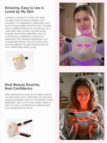 7 Color LED Face Mask, Silicone Facial Skin Care Device with - Product Imagery