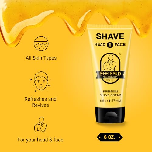 Bee Bald SHAVE Premium Shaving Cream for Men, Bald Head & Face, - Product Imagery