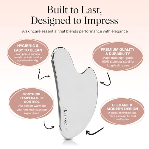 Kitsch Stainless Steel Guasha Tool for Face - Silver - Product Imagery