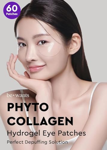 bewants Under Eye Patches for Puffy Eyes, Korean Under Eye Mask with Vegan Collagen and Hyaluronic Acid, Patches for Dark Circles and Cooling, 60 pieces