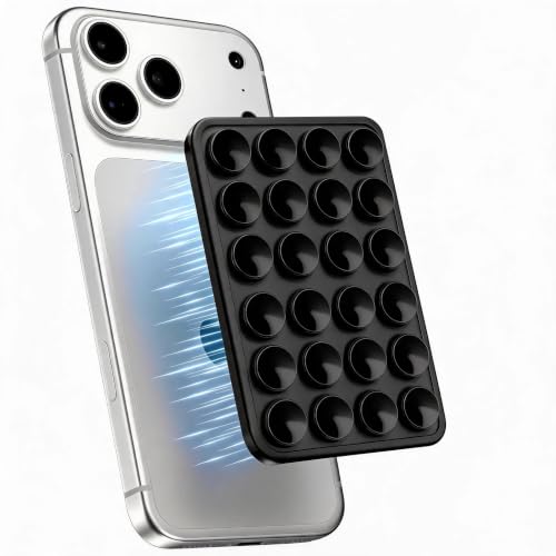 Black OCTO-BUDYY Double Sided Silicone Suction Phone Case Mount, - Product Imagery