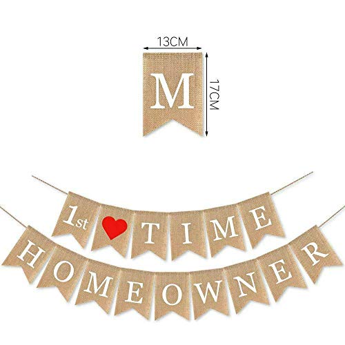 SWYOUN Burlap 1st Time Homeowner Banner House Warming Party - Product Imagery