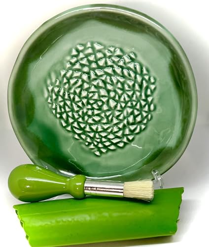 Premium Ceramic Garlic Grater Plate Set - Turquoise Mountain - Product Imagery