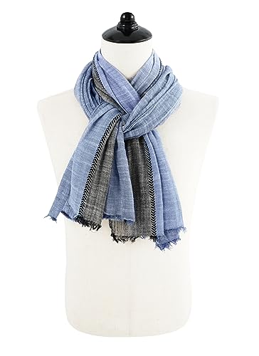 Color Block Summer Scarf for Men Long Neck Wraps Shawl - Product Imagery