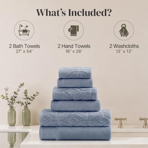 Modern Threads 6 Piece Bath Towel Set – Bathroom Towel Set with - Product Imagery