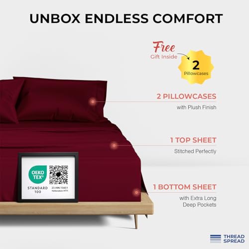 THREAD SPREAD 100% Egyptian Cotton Queen Sheets Set - 1200 - Product Imagery