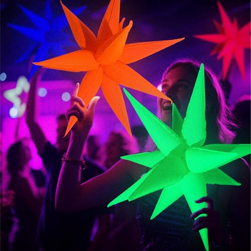 7Set 7Colors UV Neon Balloons Kit,Neon Foil Explosion Star - Product Imagery