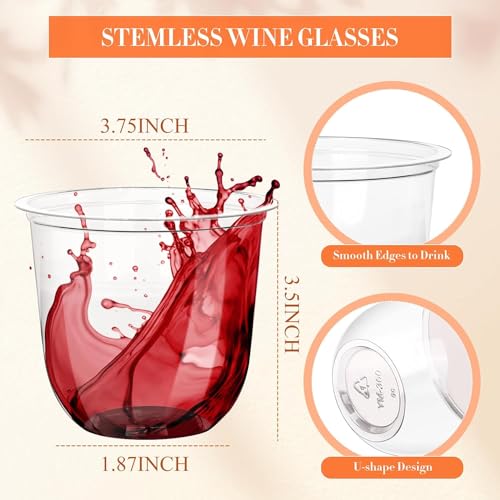 KesaPlan 100 Pcs 12oz Plastic Clear Cups, Disposable Wine - Product Imagery
