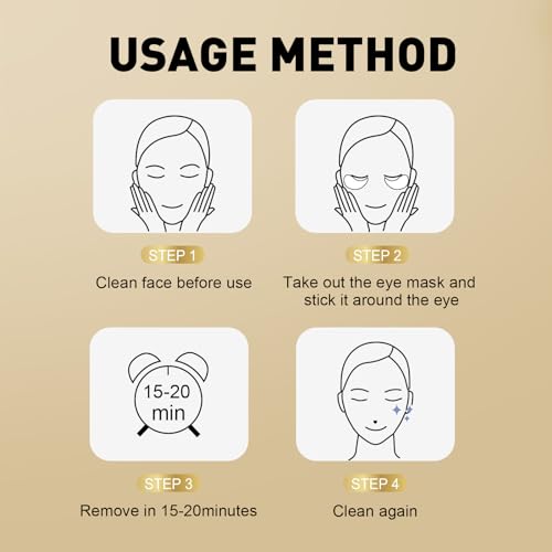 24K Gold Under Eye Patches 50 Pairs Collagen, Dark Circles, - Product Imagery