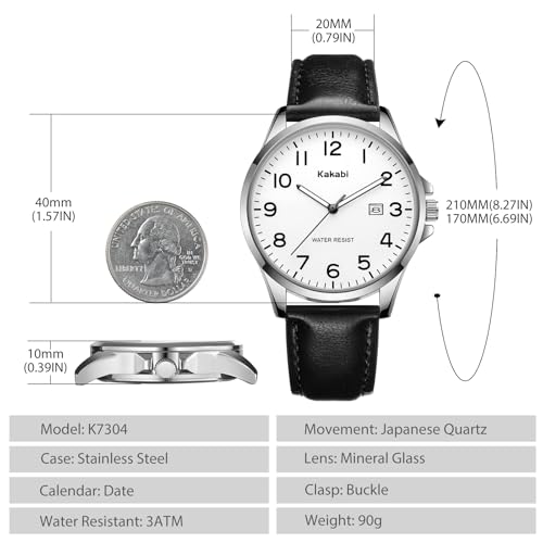 Watch for Men, Fashion Minimalist Wrist Watch Waterproof Quartz - Product Imagery
