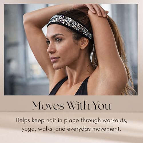 Black AB Elastic Headbands for Ladies with Austrian Crystal! Top - Product Imagery