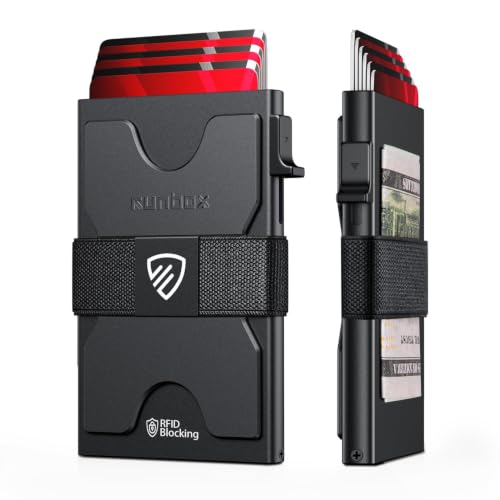 RUNBOX Slim Wallet for Men, RFID Aluminum Pop-Up Card Holder for - Product Imagery
