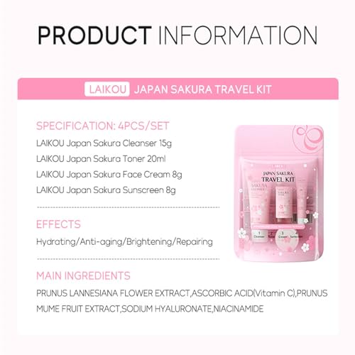 Sakura Travel Skincare Set for Teenage Girls - Face Routine Set - Product Imagery