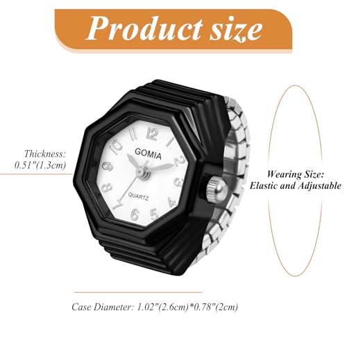 JewelryWe Men Women Finger Watch - Stretchy Elastic Band Octagon - Product Imagery