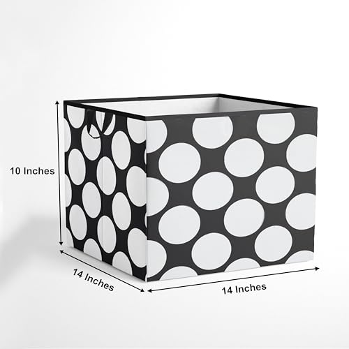Bacati - Large Storage Tote Dots Pin Stripes Black Neutral 14 x - Product Imagery