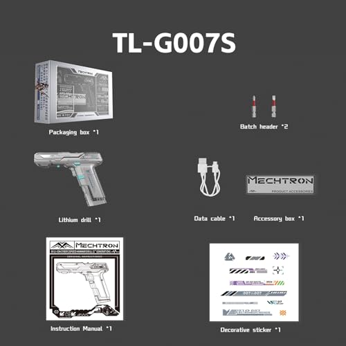 8V Sci-Fi 2-Speed Drill, Pistol Grip USB-C Charge Gift (TL-G007S) - Product Imagery