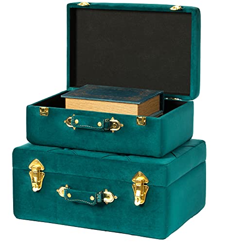 Vintiquewise Decorative Tufted Velvet Suitcase Treasure Chest - Product Imagery