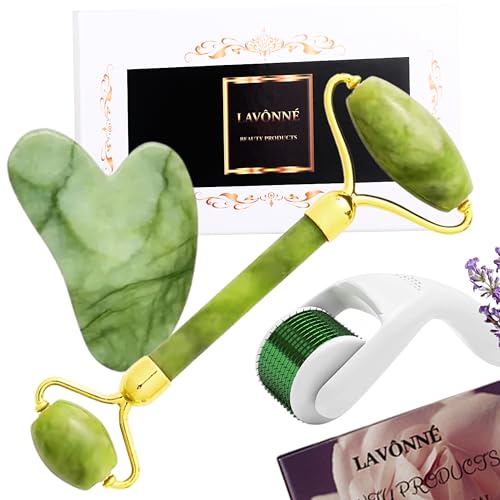 100 Authentic Jade Roller and Gua Sha Set for face I Derma - LAVÔNNÉ Official Imagery - 1