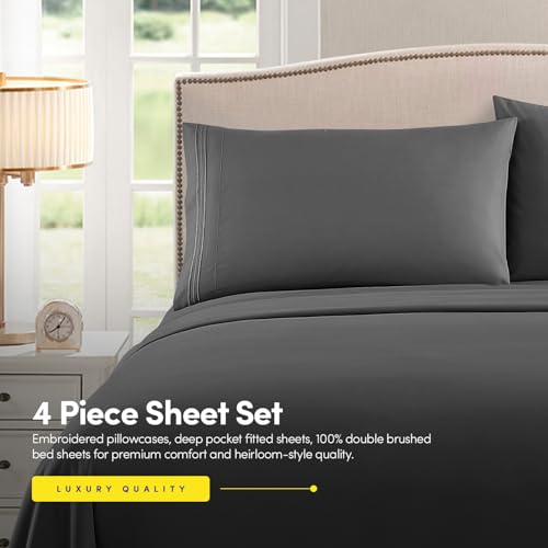 1500 Supreme Collection Queen Sheet Sets Gray - Luxury Hotel Bed - Product Imagery