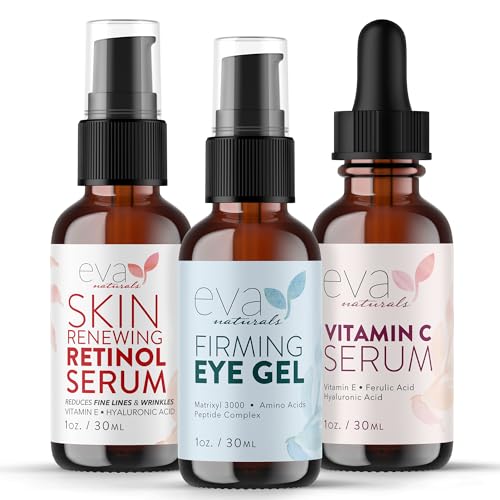 Eva Naturals Vitamin C, Retinol & Eye Gel Serum Set, Firming, - Product Imagery