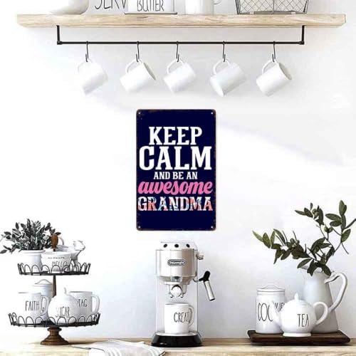 Keep Calm And Be An Awesome Grandma Aluminum Metal Sign, 8X12 - Product Imagery