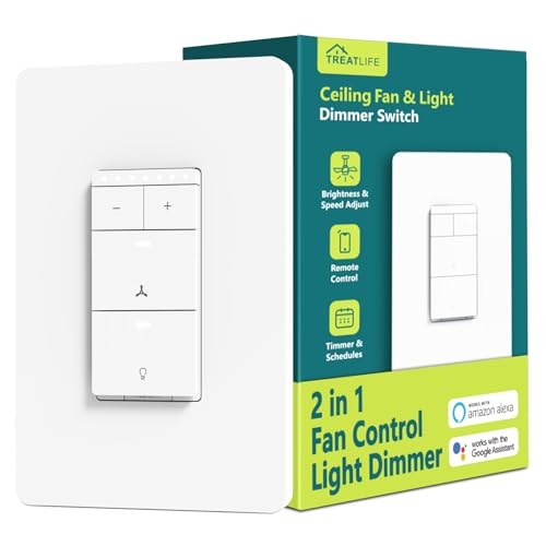 Smart Ceiling Fan Control and Dimmer Light Switch, Neutral Wire N - TREATLIFE Official Product View 1