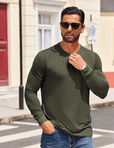 COOFANDY Mens Henley Shirts Long Sleeve Casual T-Shirt Button - Product Imagery