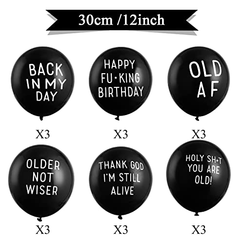 18 Piece Funny Abusive Old Age Birthday Party Balloons - 12"/18 - Product Imagery