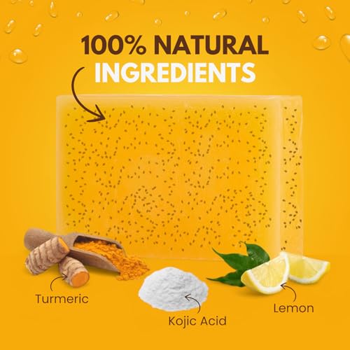 Organic Kojic Acid Turmeric Soap for Dark Spots, - Product Imagery