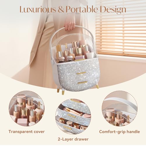 Bling Makeup Organizers, Cosmetic Display Case with Clear Cover, - Product Imagery
