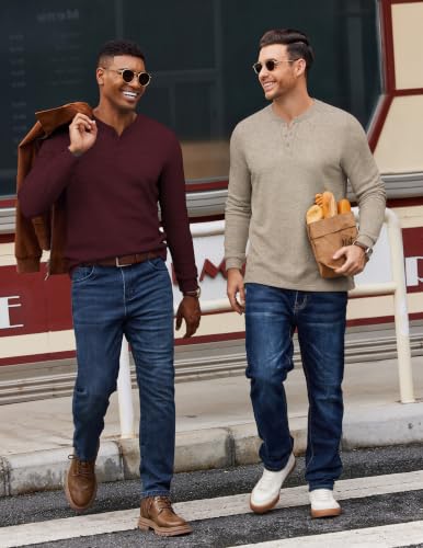 COOFANDY Mens Henley Shirts Long Sleeve Button T Shirts Casual - Product Imagery
