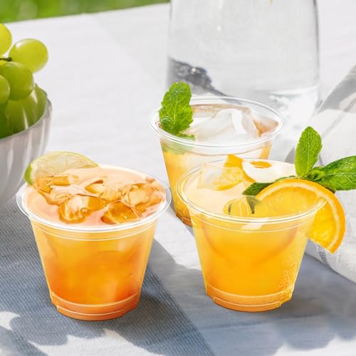 Dealusy 100 Pack 9 oz Clear Plastic Cups - Product Imagery