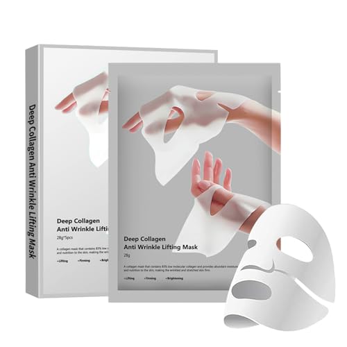 Collagen Face Mask 5 Pack, Korean Hydrating Sheet Mask for - Product Imagery