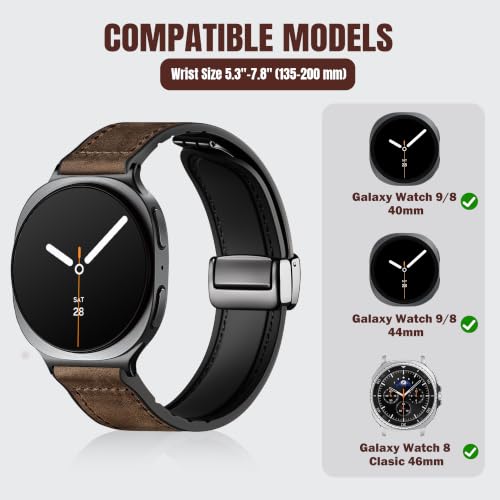 Magnetic Leather Band Compatible with Galaxy Watch 9 8 Band 40mm - Product Imagery