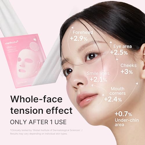 medicube PDRN Pink Tension Up Sheet Mask - 3-Step Contouring Mask - Product Imagery