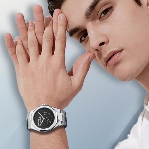 FANMIS Men’s Analog Stainless Steel Funny Dial Watch Octagon - Product Imagery