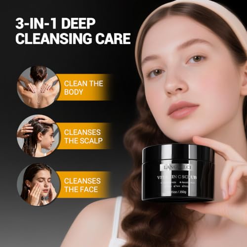 3-in-1 Microdermabrasion Scrub, Face Body Scalp, exfoliating, - Product Imagery