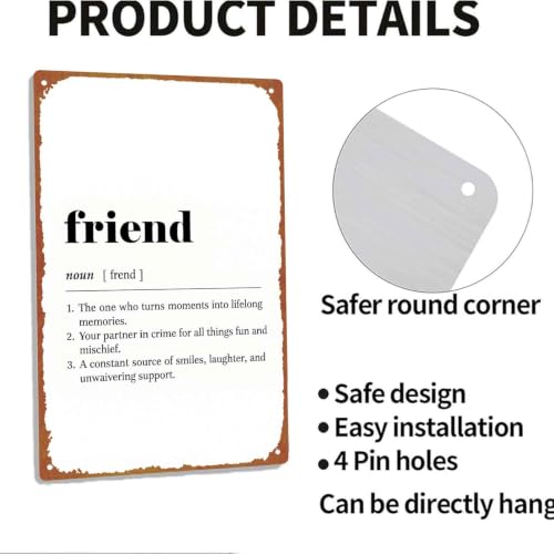 8x12 Inch Aluminum Friend Definition Wall Art Print, Vintage - Product Imagery