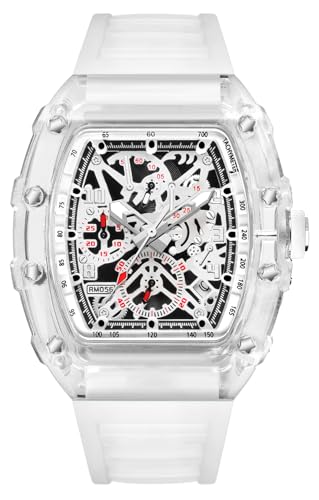 BESTKANG Fashion Hollowed Men Watches Transparent Tonneau Analog - Product Imagery