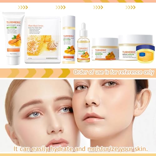 Turmeric Skin Care Set,Facial Kit with Facial Cleanser,Toner,Eye - Product Imagery