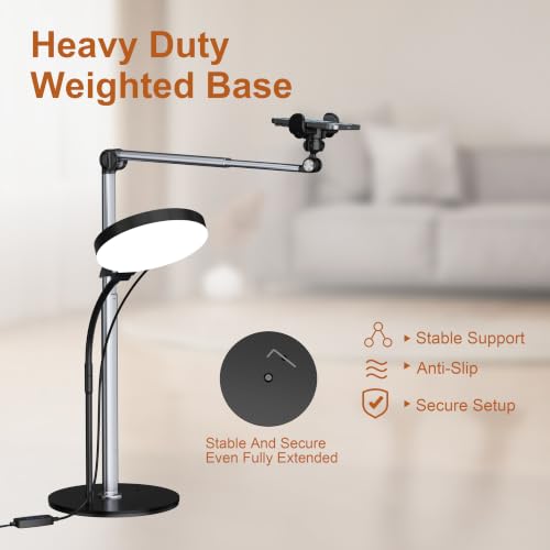 Mistriddle Aluminum Telescopic Overhead Phone Stand with USB - Product Imagery