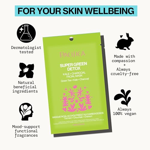 Pacifica Super Green Detox Sheet Mask – Charcoal, Kale & Clay - Product Imagery