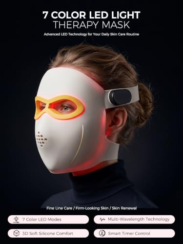 7 Color LED Face Mask, Silicone Facial Skin Care Device with - Product Imagery