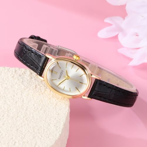 Top Plaza Women's Watch Vintage Gold Dial Leather Watches for - Product Imagery