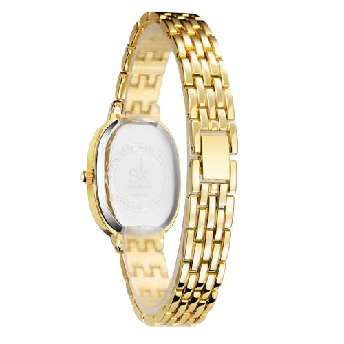 SHENGKE Women’s Oval Crystal-Accented Alloy Steel Watch - Product Imagery