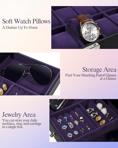 GUKA Watch Box, 12 Slot Watch Case, Watch Cases for men with - Product Imagery