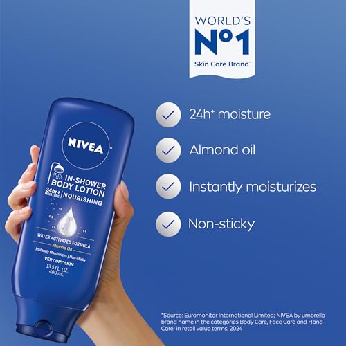 NIVEA Nourishing In Shower Lotion, 24-Hour Body Moisturizer, - Product Imagery